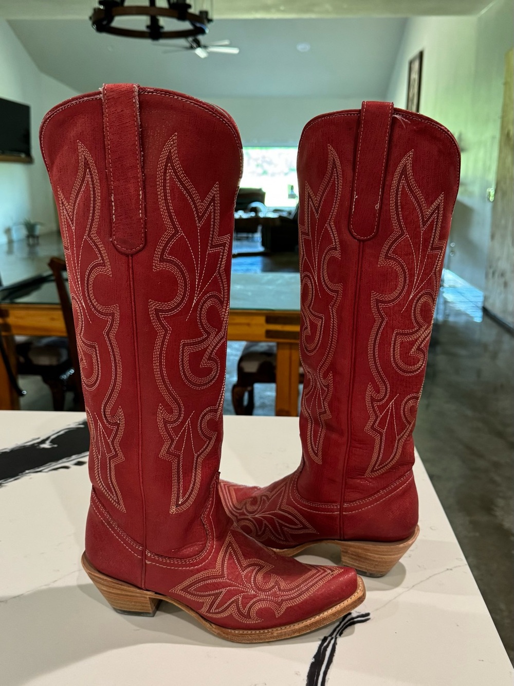 Women’s Corral Red Embroidered Leather Cowboy Boots